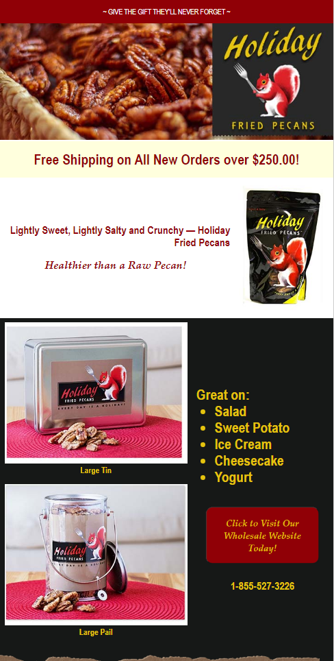 Holiday Fried Pecans Email Blast 2020