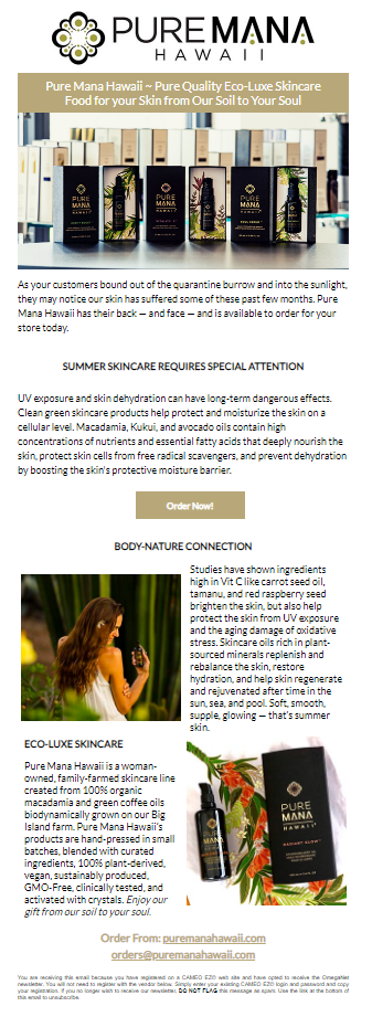 Pure Mana Email Blast 2020 July