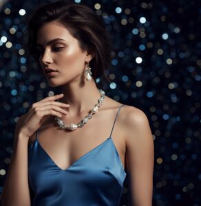 Model Wearing the Necklace and Earrings