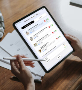 Woman holding a tablet